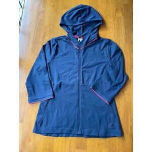 Adidas Womens Y2K Navy Hoodie Full-Zip Long Sleeve Size 2XL